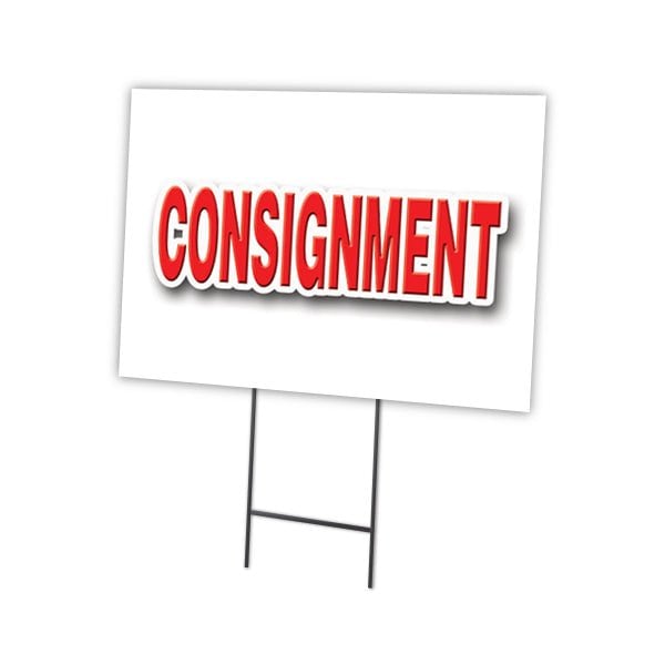 Consignment Yard Sign & Stake outdoor plastic coroplast window, C-1216-DS-Consignment